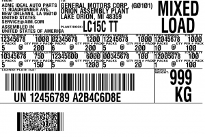 bar code label General Motors Mixed Load Label
