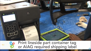 Mobility MES app print-lineside-container-tags-aiag-shipping-label