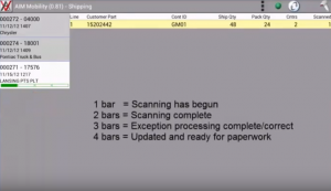 ship order status four bars scanning begun scanning complete exceptions and update