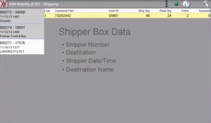 Shipper Box data includes shipper number destination ship date and time and destination name