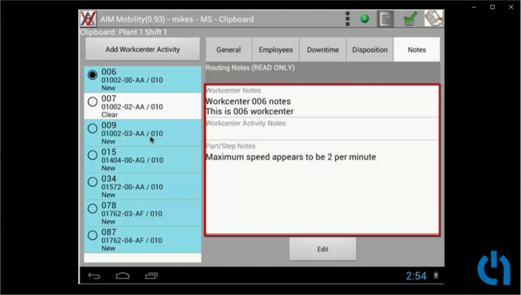 aim mobility clipboard workeneter notes