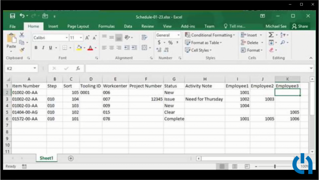 uploading workcenter activity data from a spreadsheet to clipboard app