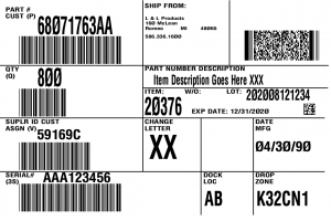 bar code label L&L OSP Program Serial for FCA