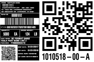 bar code label Tesla Individual Receive Label
