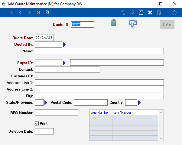 AIM Vision - Quote Master - Rev 11C Sample Navigation